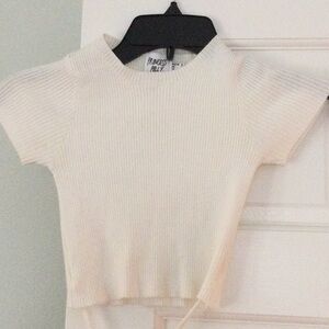 Princess Polly Girls' Cream Ribbed Knit Top